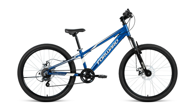 Велосипед FORWARD RISE 24 2.0 disc (24" 7 ск. рост 11") 2020-2021, синий/белый
