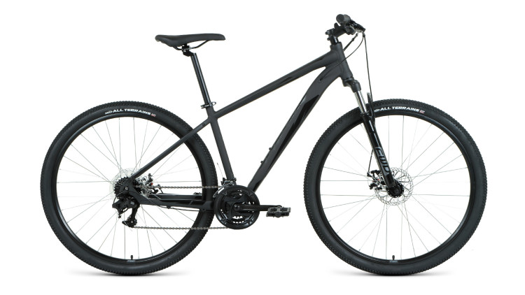 Велосипед FORWARD APACHE 29 2.2 disc (29" 21 ск. рост 17") 2020-2021, черный матовый/черный