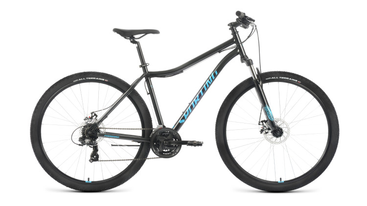 Велосипед FORWARD SPORTING 29 2.2 D (29" 21 ск. рост. 17") 2022, черный/бирюзовый