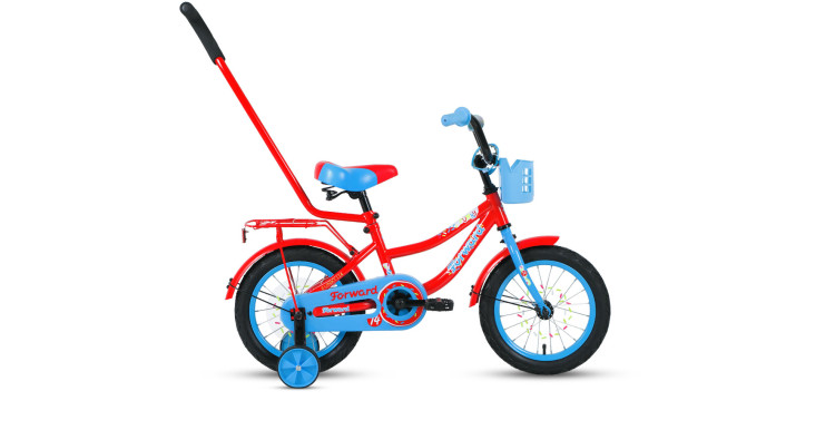 Велосипед FORWARD FUNKY 14 (14" 1 ск.) 2022, красный/голубой УЦ