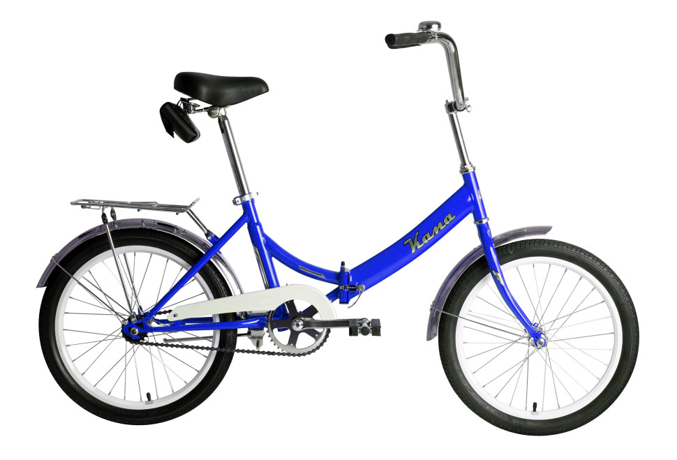 Велосипед KAMA 20 (20" 1 ск. рост. 14" скл.) 2023, синий/серебристый QR
