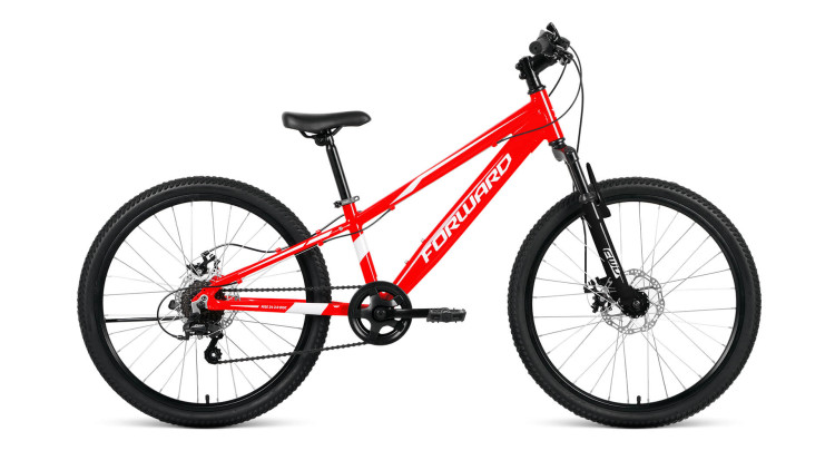 Велосипед FORWARD RISE 24 2.0 D (24" 7 ск. рост. 11") 2022, красный/белый