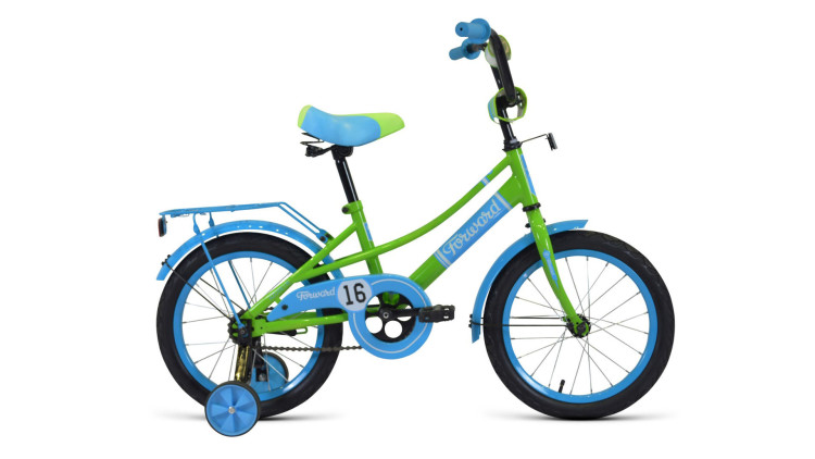 велосипед FORWARD AZURE 16 (16" 1 ск.) 2019-2020, зеленый/голубой