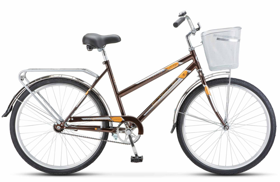 Велосипед STELS Navigator-205 C 26" (19" Коричневый) Z011 со складной корзинкой 2024 QR