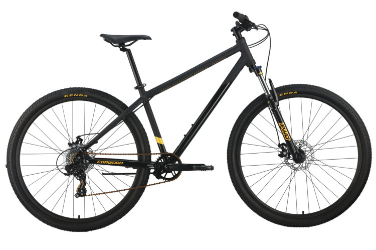 Велосипед FORWARD APACHE 29 X D (29" 8 ск. рост. 19") 2024, черный-мат/черный QR