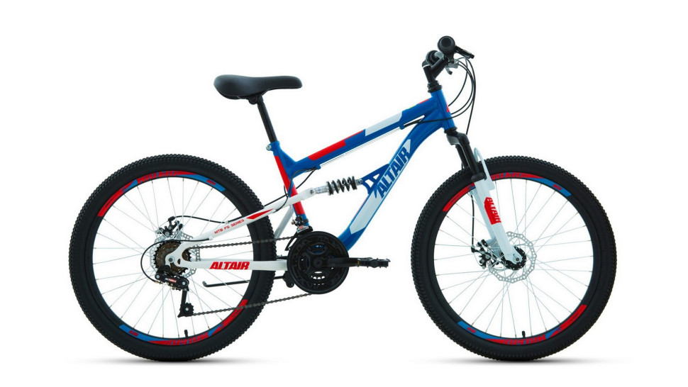 Велосипед ALTAIR MTB FS 24 D (24" 18 ск. рост. 15") 2022, синий/красный QR