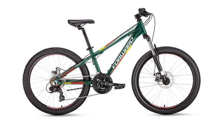 велосипед FORWARD TWISTER 24 2.0 disc (24" 7 ск. рост 13") зеленый матовый 2019