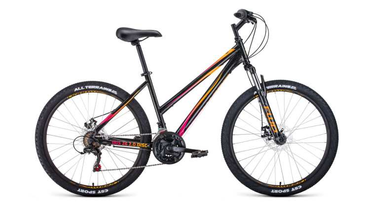 велосипед FORWARD IRIS 26 2.0 disc (26" 18 ск. рост 17") 2019-2020, черный