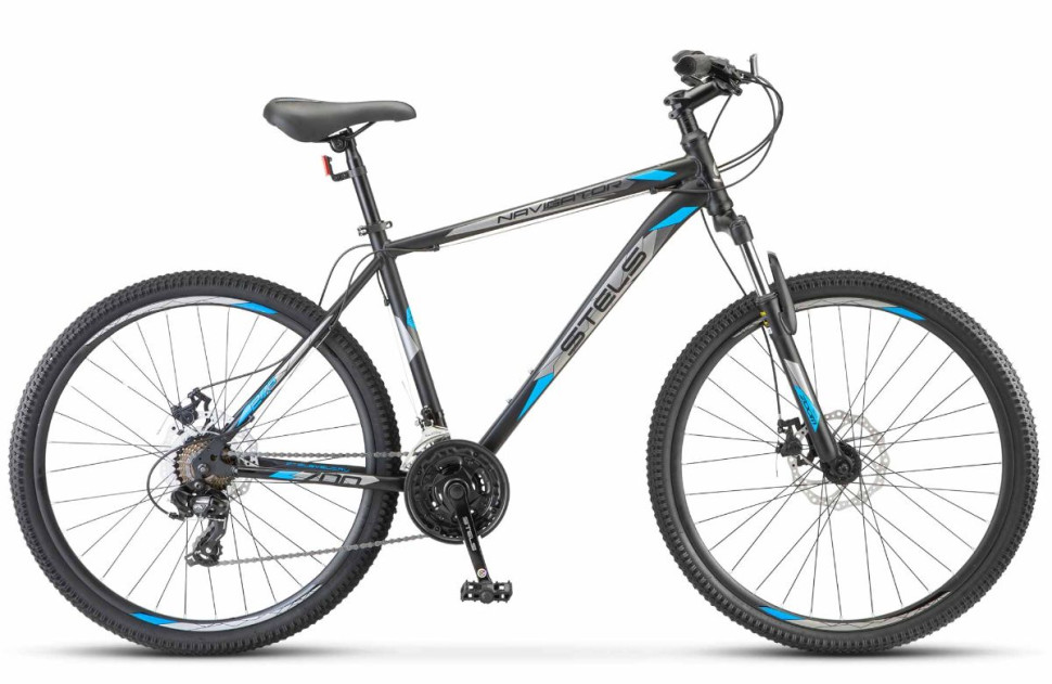 Велосипед STELS Navigator 700 MD 27.5 (рост 17.5", 21 ск., Черный/Голубой)