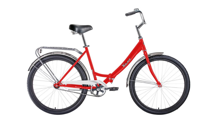 Велосипед KAMA 26 (26" 1 ск. рост. 18.5" скл.) 2024, красный/серебристый QR