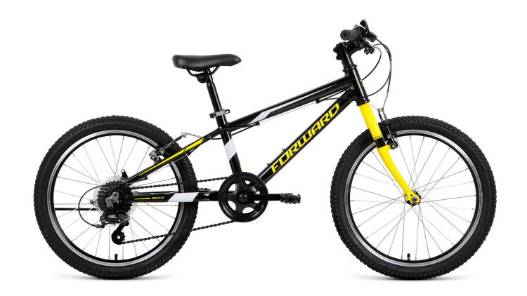 велосипед FORWARD RISE 20 2.0 алюм. (20" 7 ск.) черный/желтый 2019
