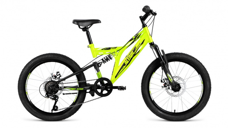 велосипед ALTAIR MTB FS 20 disc (20" 6 ск. рост 13") зеленый / черный матовый 2019