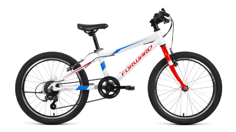 велосипед FORWARD RISE 20 2.0 алюм. (20" 7ск) белый/красный 2019