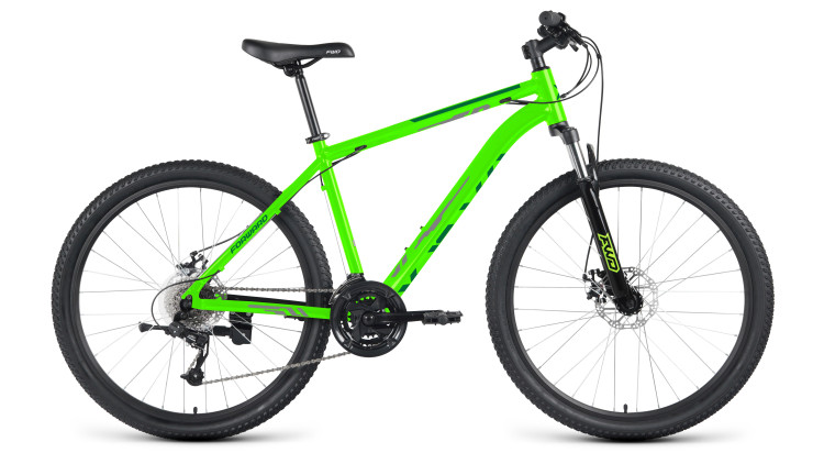 Велосипед FORWARD KATANA 27,5 D (27,5" 24 ск. рост. 18") 2023, ярко-зеленый/серый QR