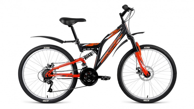 велосипед ALTAIR MTB FS 24 disc (24" 18 ск. рост 14.5") серый / оранжевый матовый 2019