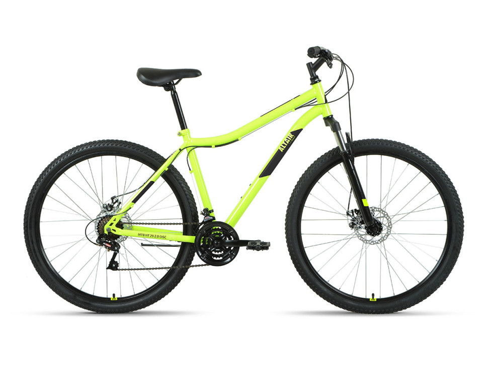 Велосипед ALTAIR MTB HT 29 2.0 D (29" 21 ск. рост. 21") 2022, ярко-зеленый/черный УЦ