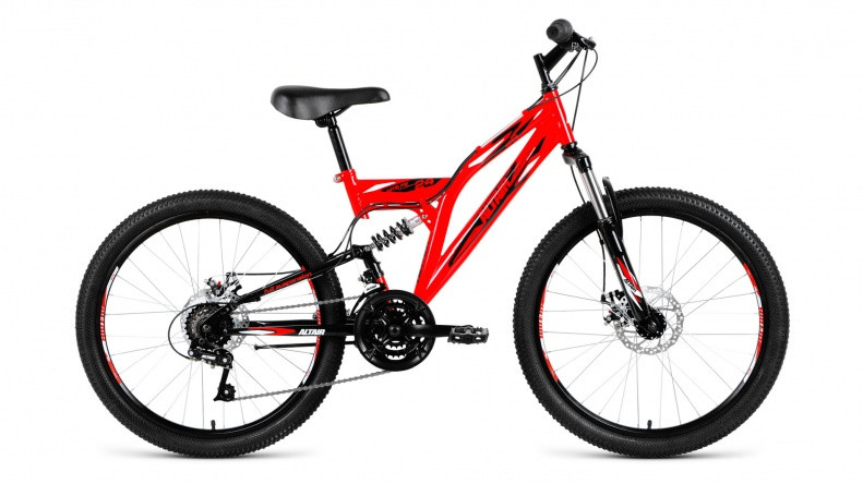 велосипед ALTAIR MTB FS 24 disc (24" 18 ск. рост 14.5") красный / черный 2019