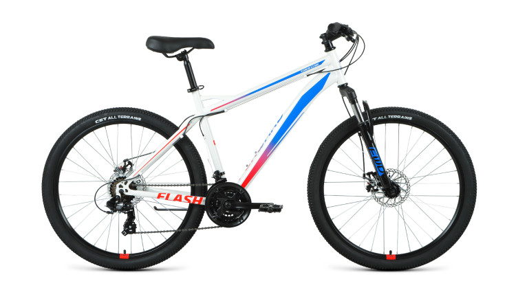 Велосипед FORWARD FLASH 26 2.2 S disc (26" 21 ск. рост. 15") 2020-2021, белый/голубой