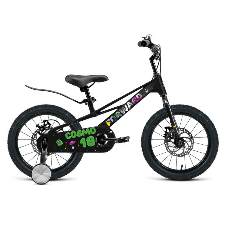 Велосипед FORWARD COSMO 18 (18" 1 ск.) 2023, черный QR