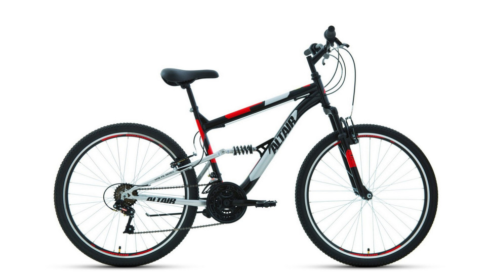 Велосипед ALTAIR MTB FS 26 1.0 (26" 18 ск. рост 16") 2020-2021, черный/красный