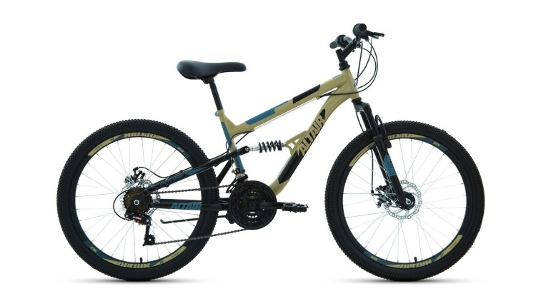 велосипед ALTAIR MTB FS 24 disc (24" 18 ск. рост 15") 2019-2020, бежевый/черный УЦ