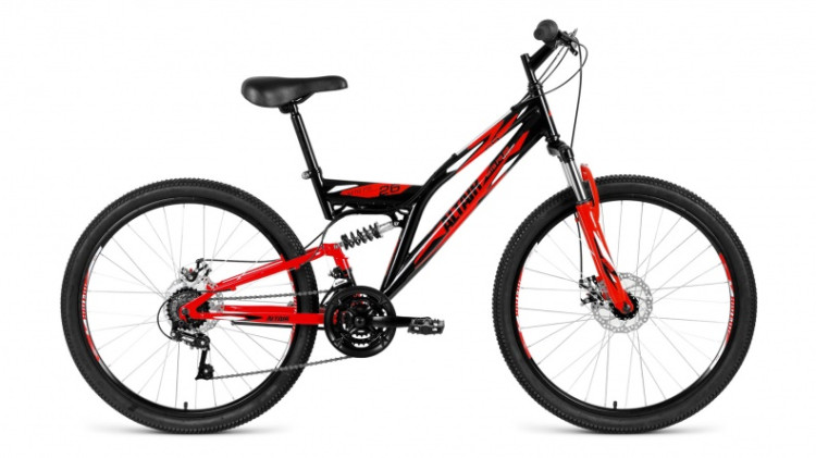 велосипед ALTAIR MTB FS 26 2.0 disc (26" 18 ск. рост 18") черный / красный 2019,