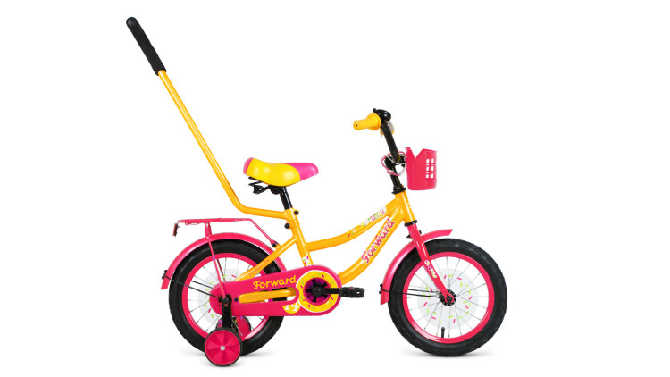 Велосипед FORWARD FUNKY 14 (14" 1 ск.) 2020-2021, желтый/фиолетовый