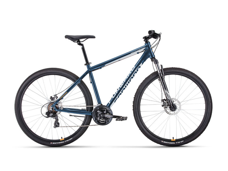 Велосипед FORWARD APACHE 29 2.0 D CLASSIC (29" 21 ск. рост. 19") 2022, темно-синий/серебристый