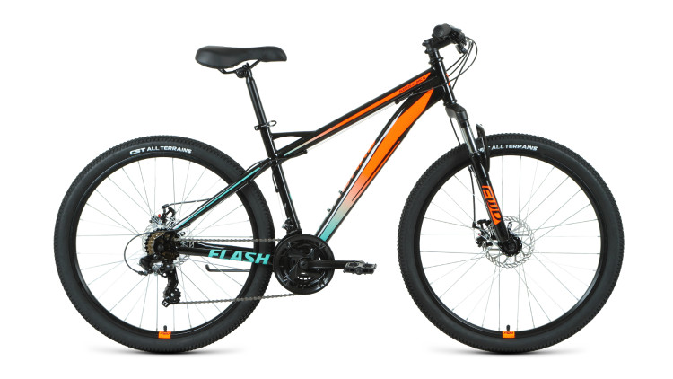 Велосипед FORWARD FLASH 26 2.2 S disc (26" 21 ск. рост. 17") 2020-2021, черный/оранжевый