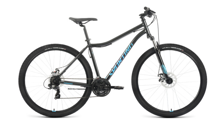 Велосипед FORWARD SPORTING 29 2.0 D (29" 21 ск. рост. 17") 2022, черный/бирюзовый