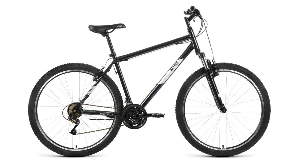 Велосипед ALTAIR MTB HT 27,5 1.0 (27,5" 21 ск. рост. 19") 2022, черный/серебристый