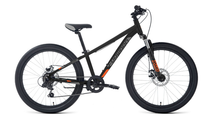 Велосипед FORWARD TWISTER 26 2.0 D (26" 7 ск. рост. 13") 2024, черный/оранжевый QR