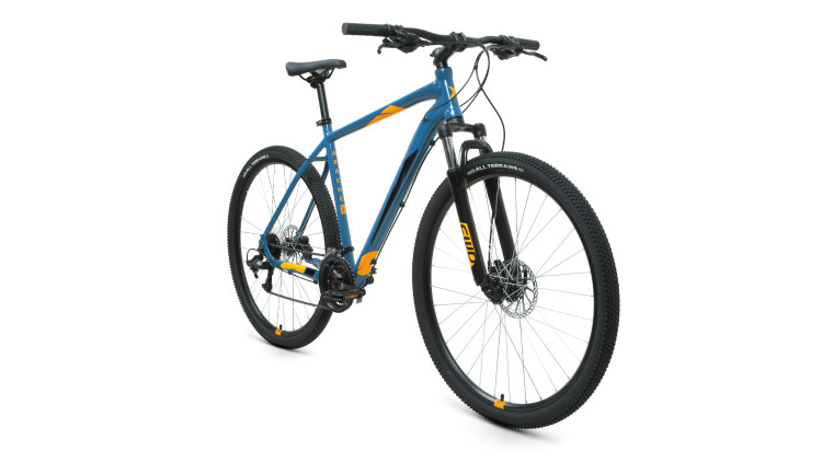 Велосипед FORWARD APACHE 29 3.2 disc (29" 21 ск. рост 17") 2020-2021, бирюзовый/оранжевый, RBKW1M39G020