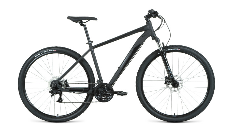Велосипед FORWARD APACHE 29 3.2 HD (29" 24 ск. рост. 17") 2022, черный матовый/черный