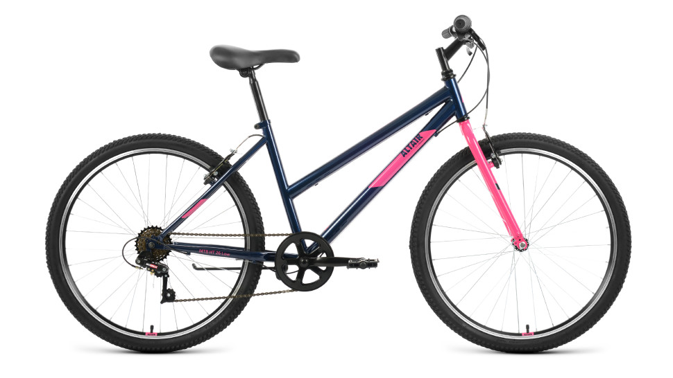 Велосипед ALTAIR MTB HT 26 low (26" 6 ск. рост. 15") 2022, темно-синий/розовый QR