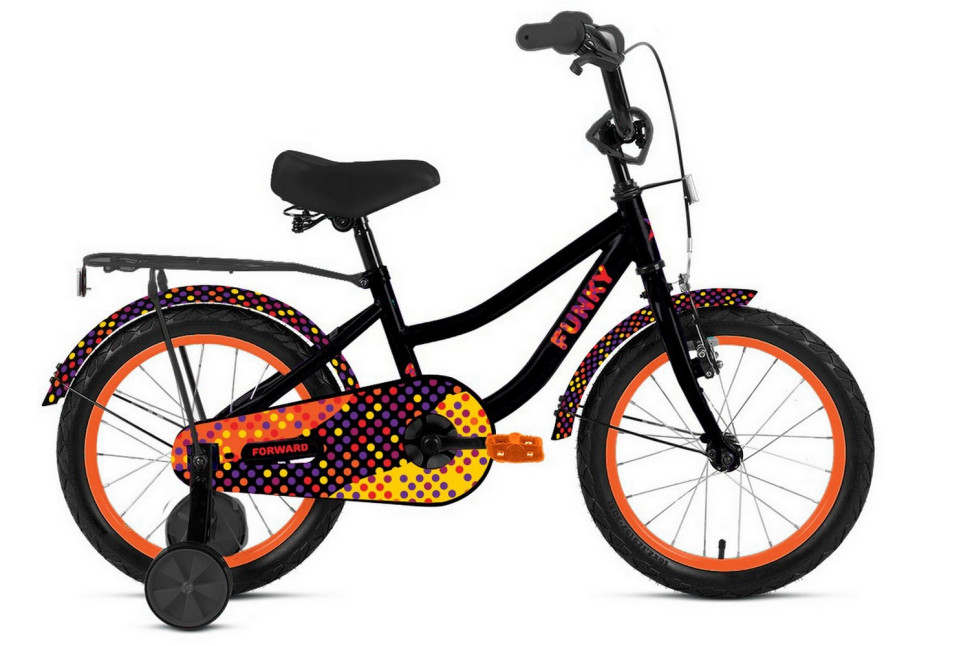 Велосипед FORWARD FUNKY 14 (14" 1 ск.) 2023, черный QR