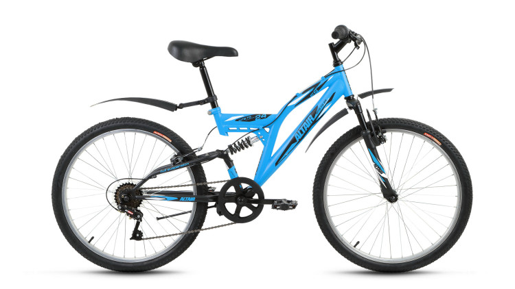 велосипед ALTAIR MTB FS 24 (24'' 6ск) голубой / черный матовый 2017