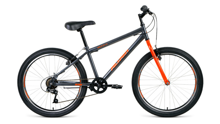 велосипед ALTAIR MTB HT 24 1.0 (24" 6 ск. рост 14") 2019-2020, серый/оранжевый, RBKT0MN46004