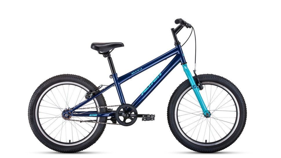 велосипед ALTAIR MTB HT 20 1.0 (20" 1 ск. рост 10.5") 2019-2020, темно-синий/бирюзовый