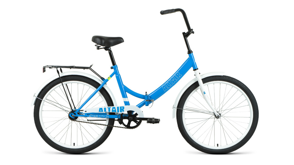 Велосипед ALTAIR CITY 24 FR (24" 1 ск. рост. 16" скл.) 2023, голубой/белый