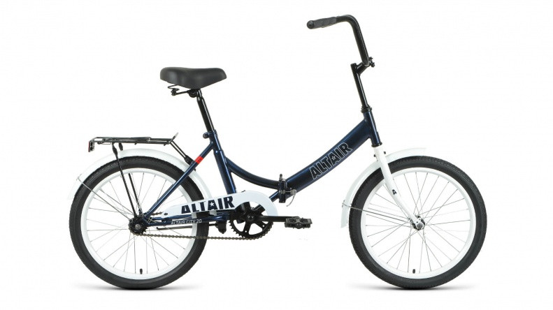 Велосипед ALTAIR CITY 20 (20" 1 ск. рост. 14" скл.) 2022, темно-синий/белый QR