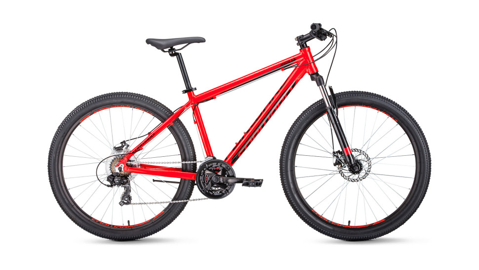 велосипед FORWARD APACHE 27,5 2.0 disc (27,5" 21 ск. рост 15") красный / черный 2019