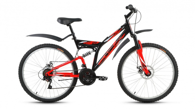 велосипед ALTAIR MTB FS 26 disc (26" 18ск рост 18'') черный / красный 2018