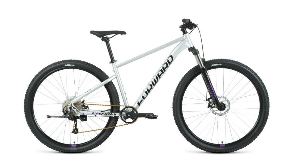 Велосипед FORWARD SPORTING 29 XX (29" 9 ск. рост 21") 2020-2021, серебристый/фиолетовый