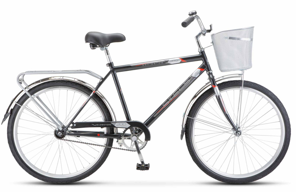 Велосипед STELS Navigator-200 C (26", рост 19", Темно-серый), арт. Z010 с корзинкой QR