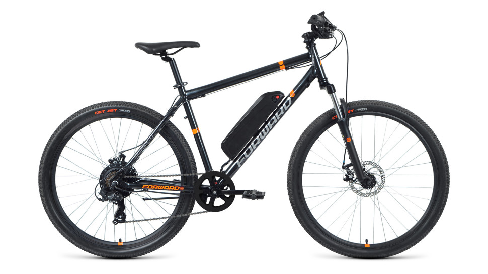 Электровелосипед FORWARD Volcano Plus 27,5 2.0 disc 500w (27,5", 7 ск., рост 17") 2020-2021, серый