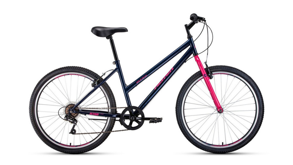 Велосипед ALTAIR MTB HT 26 low (26" 6 ск. рост 15") 2020-2021, темно-синий/розовый