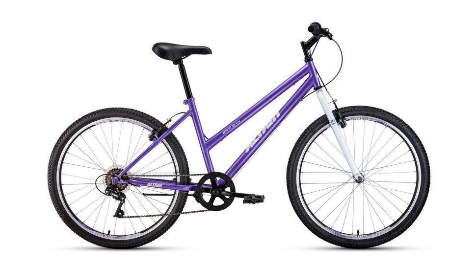 Велосипед ALTAIR MTB HT 26 low (26" 6 ск. рост 15") 2020-2021, фиолетовый/белый QR
