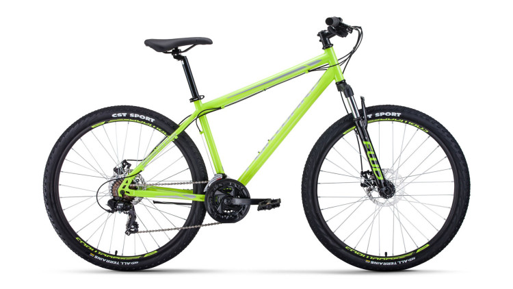 велосипед FORWARD SPORTING 27,5 2.0 disc (27,5" 21 ск. рост 19") 2019-2020, светло-зеленый/серый