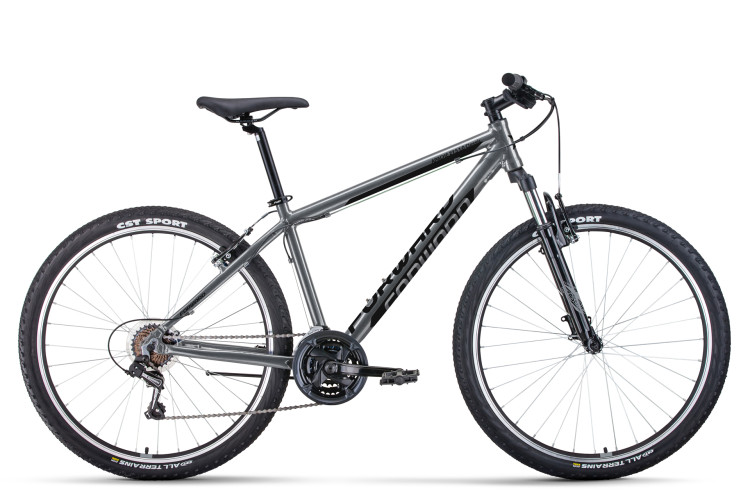 Велосипед FORWARD APACHE 27,5 1.0 CLASSIC (27,5" 21 ск. рост. 19") 2022, серый/черный